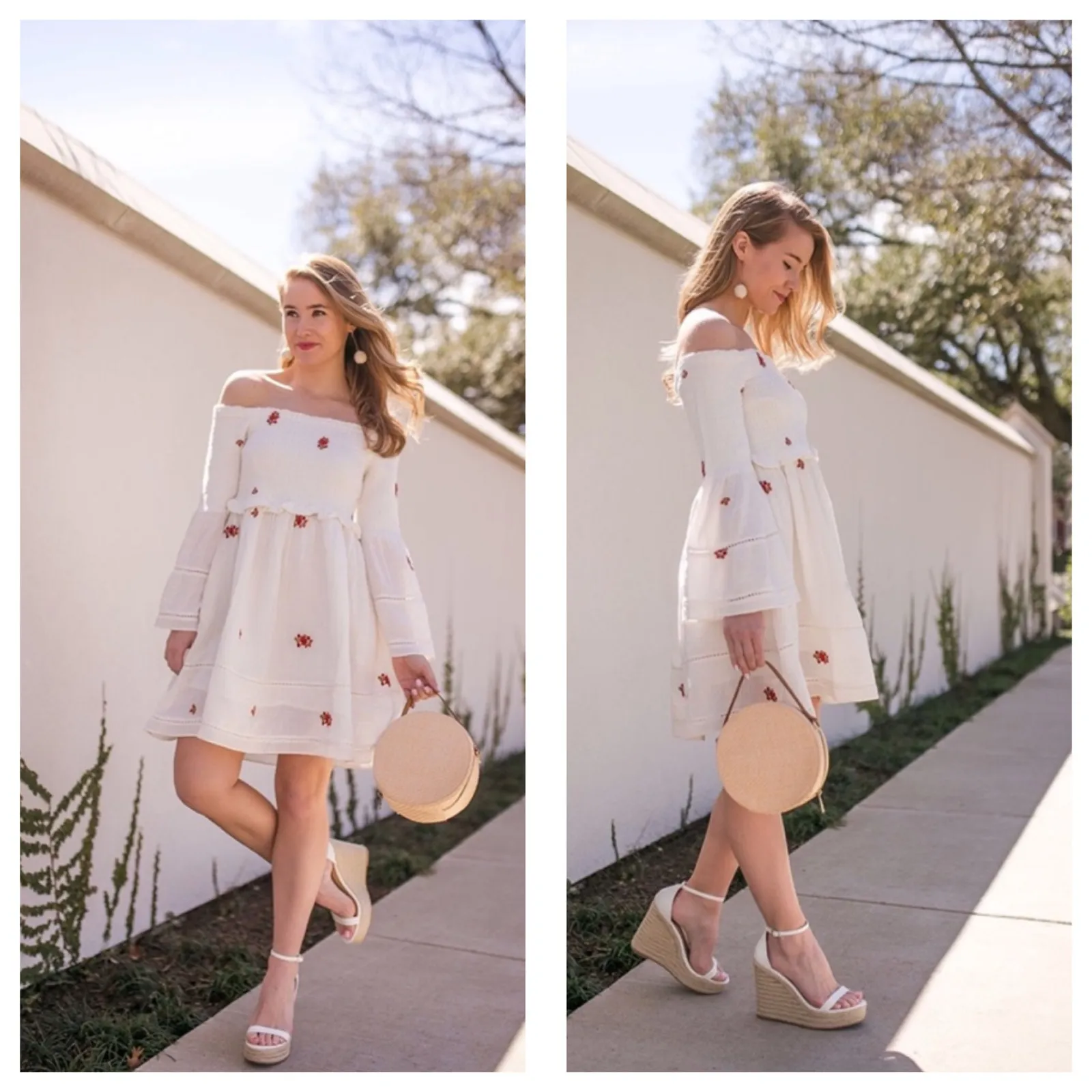 Free People Counting Daisies Size Medium White Embroidered Off Shoulder Boho - Image 9