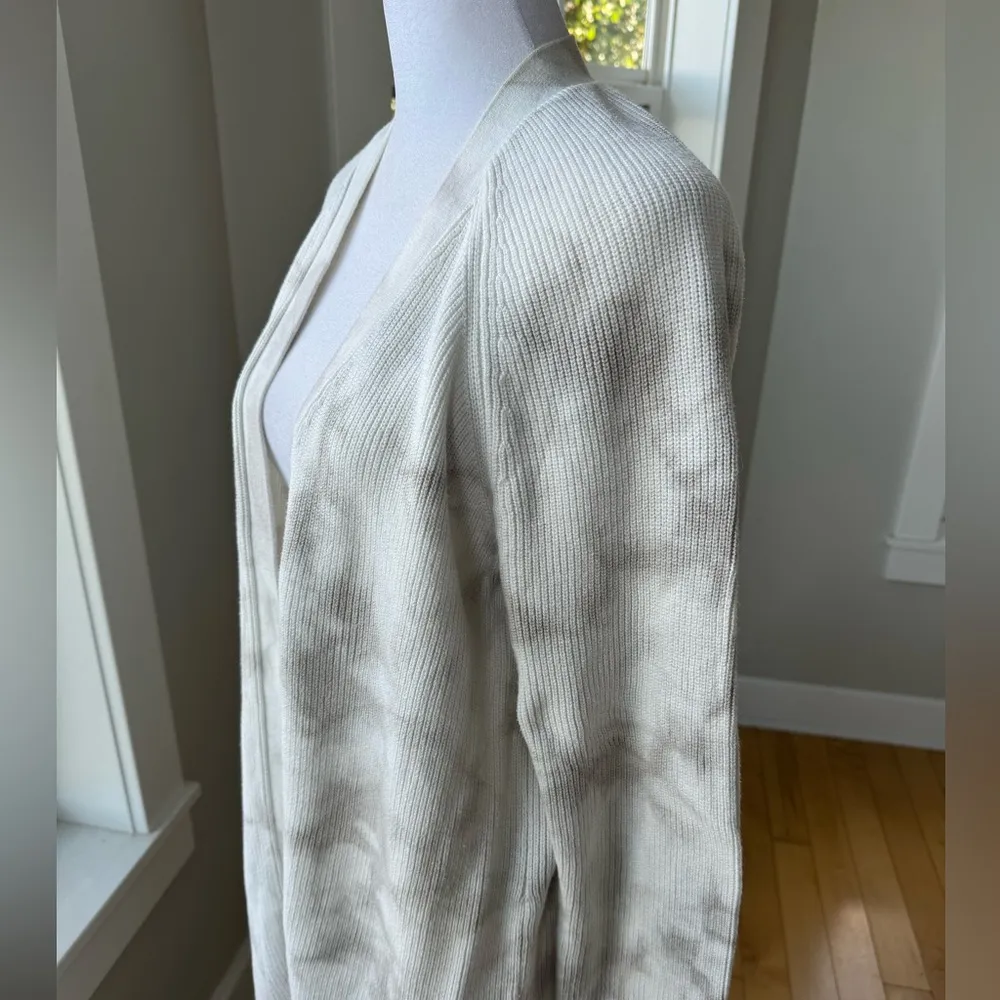 Abercrombie & Fitch White Gray Tie Dye Cotton Shaker Knit Long Duster Cardigan L - Image 9