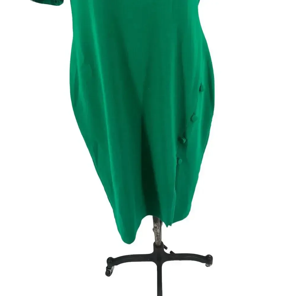 Black Halo Joanna Sheath Dress Green Short‎ Sleeve Buttons Size 18 - Image 8