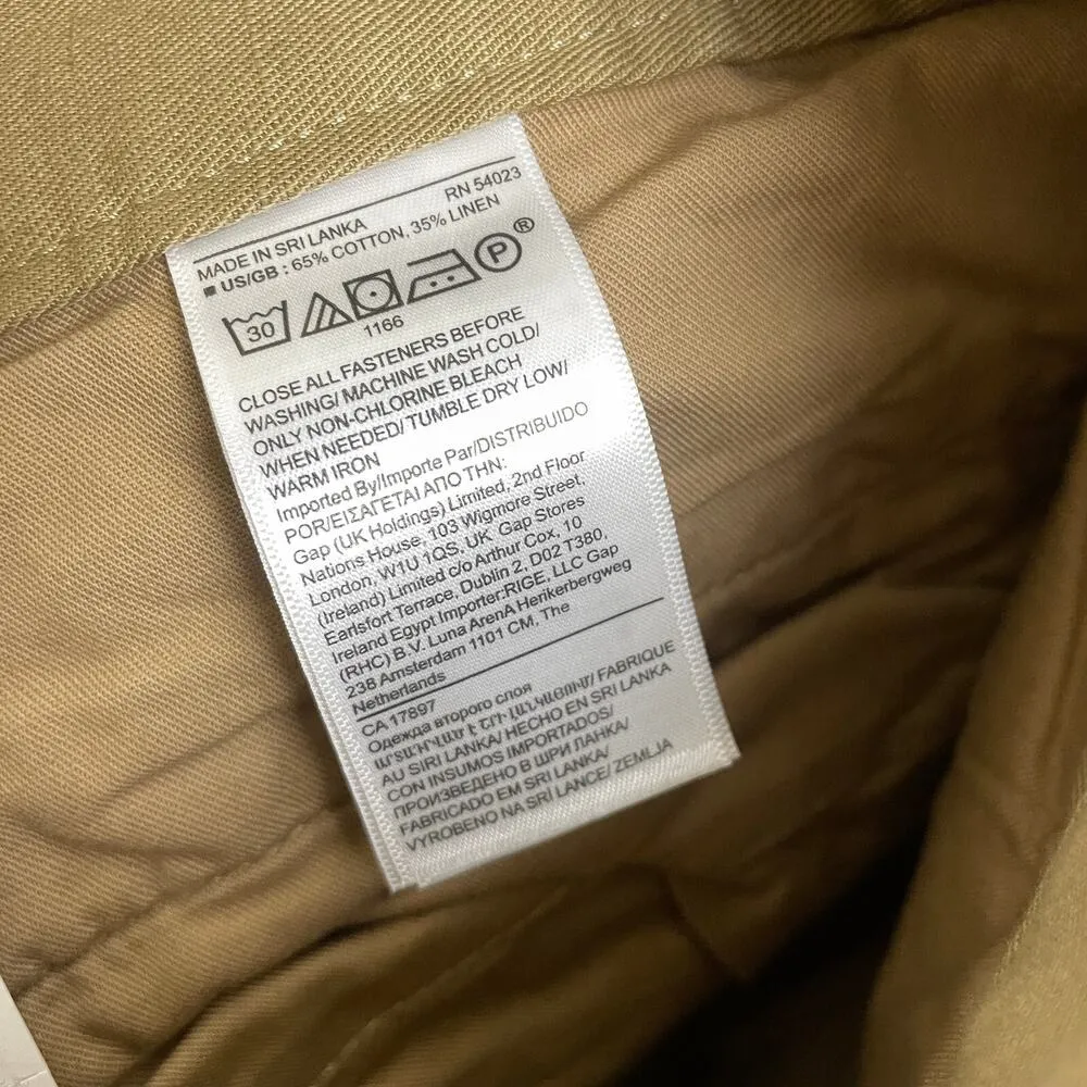 Banana Republic Seafarer Cotton Linen Cargo Khaki Pants Pleated Buckle Size 0 - Image 9