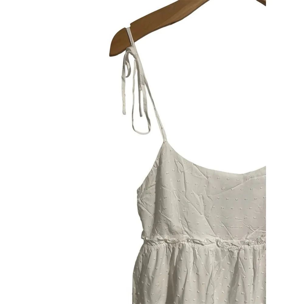 SHEIN Babydoll Sun Dress Women's Size Medium White Tiered Ruffle Sleeveless NEW - Image 2