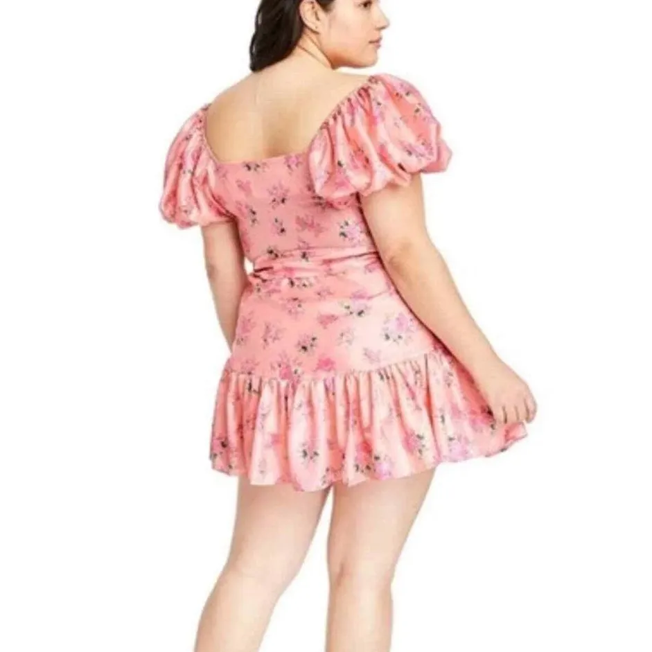 Loveshackfancy x Target Cecile Puff Sleeve Pink Floral Ruffle Mini Dress size 16 - Image 6