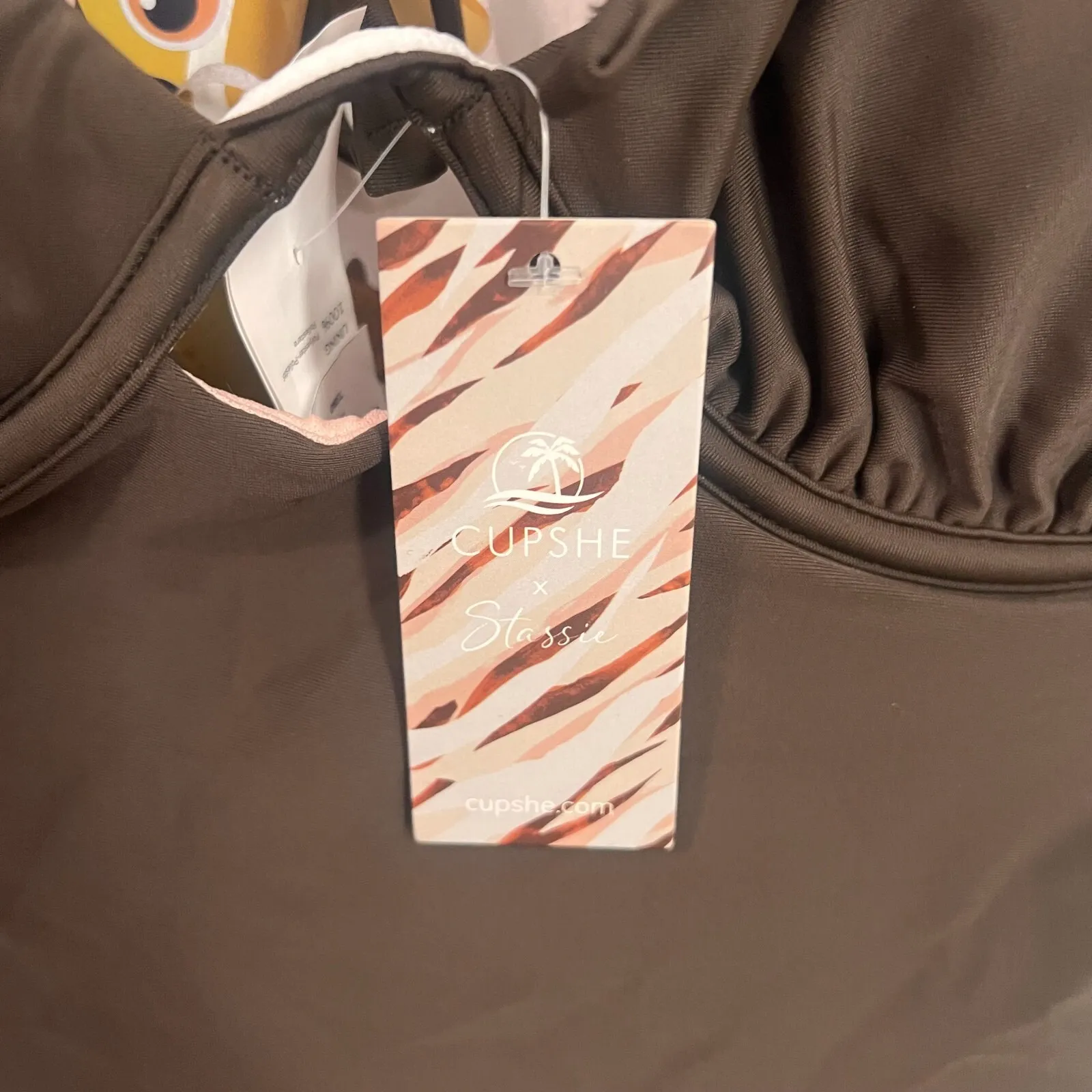 Cupshe x‎ Stassie Live Life Womens Swimsuit XL Brown Back Tied One Piece NWT - Image 5