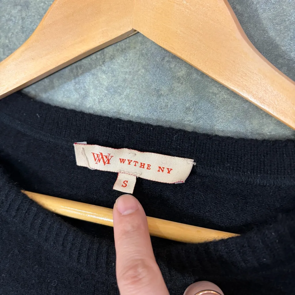 WYTHE NY Black Cashmere Long Sleeve Sweater Dress Sz S Soft Casual Grunge Whimsy - Image 5