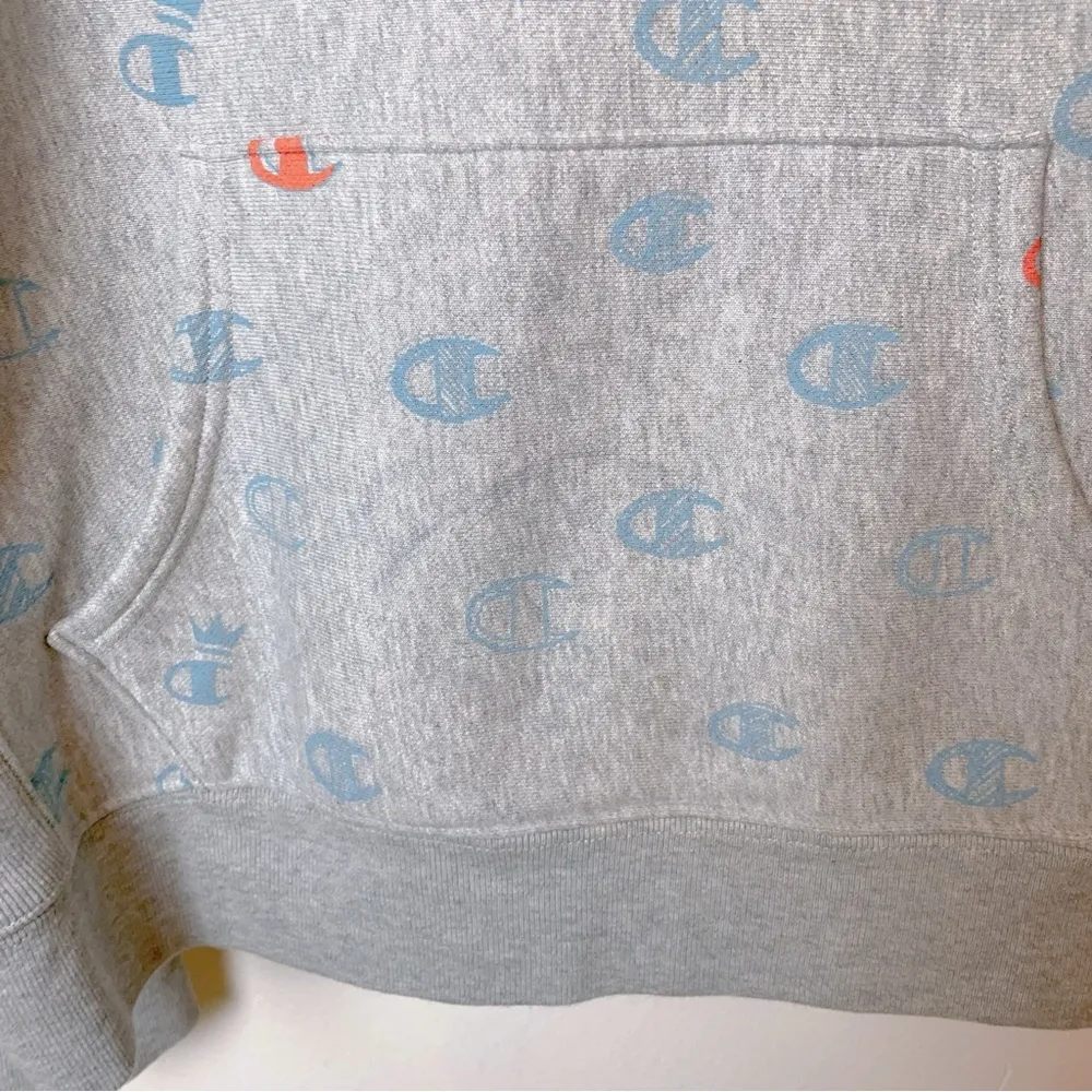 Champion Silver Allover Logo Print Hoodie - Image 5