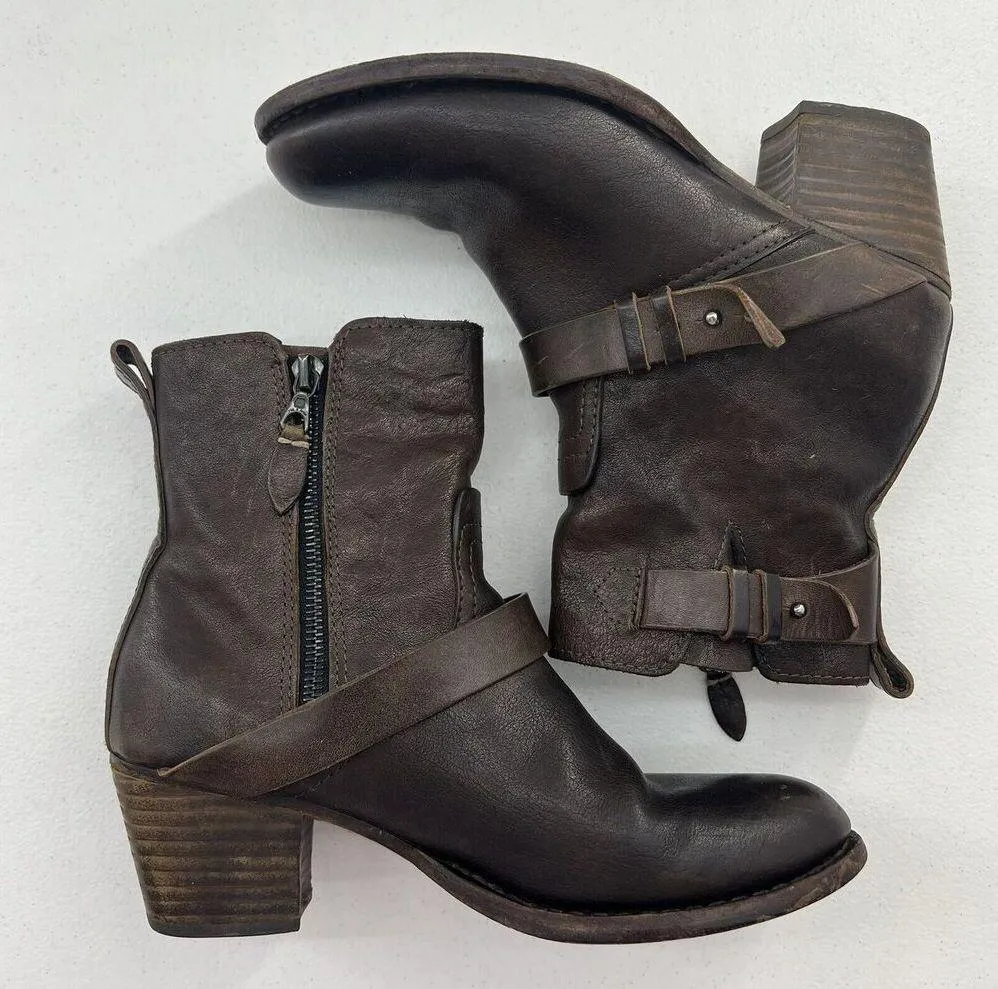 Rag & Bone Size 6.5 Harper Moto Boots Ankle Booties Dark Brown Leather Comfy - Image 4
