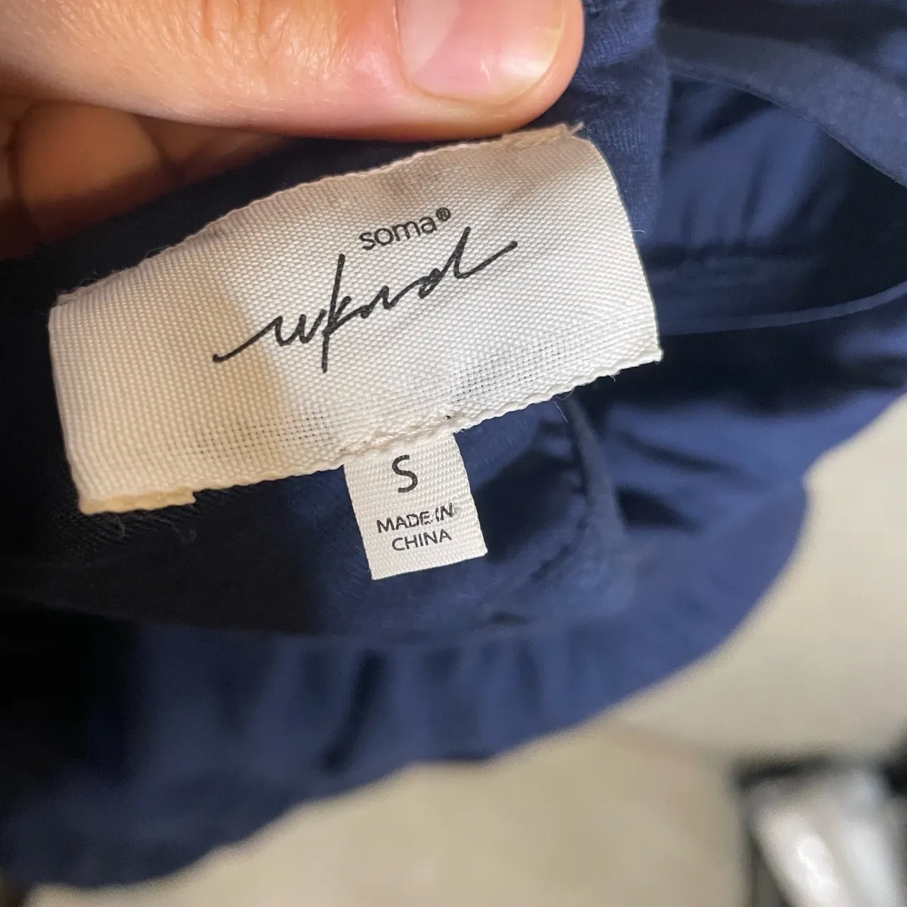 Soma Nightfall Navy Built-in Bra Spaghetti Strap Tiered Trapeze Maxi Dress Small - Image 6