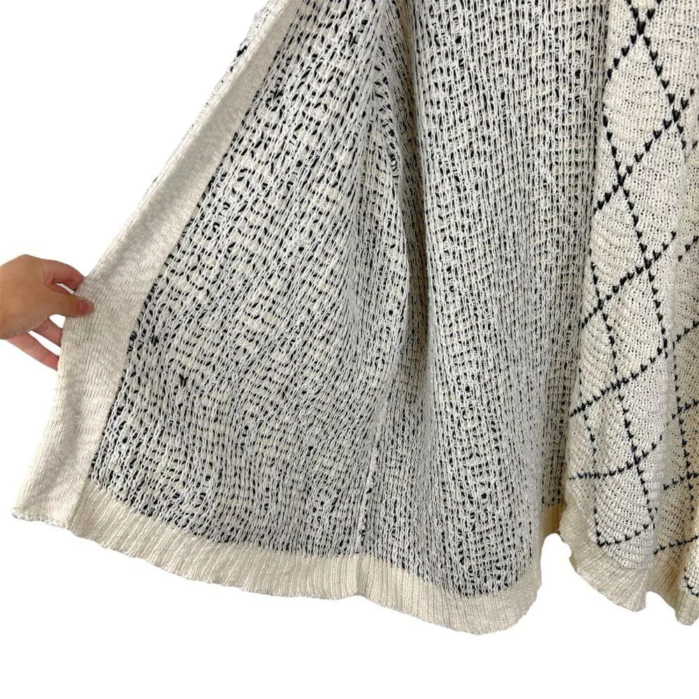 Eileen Fisher Diamond Kimono Cardigan L/XL Soft White and Black Organic Cotton - Image 5