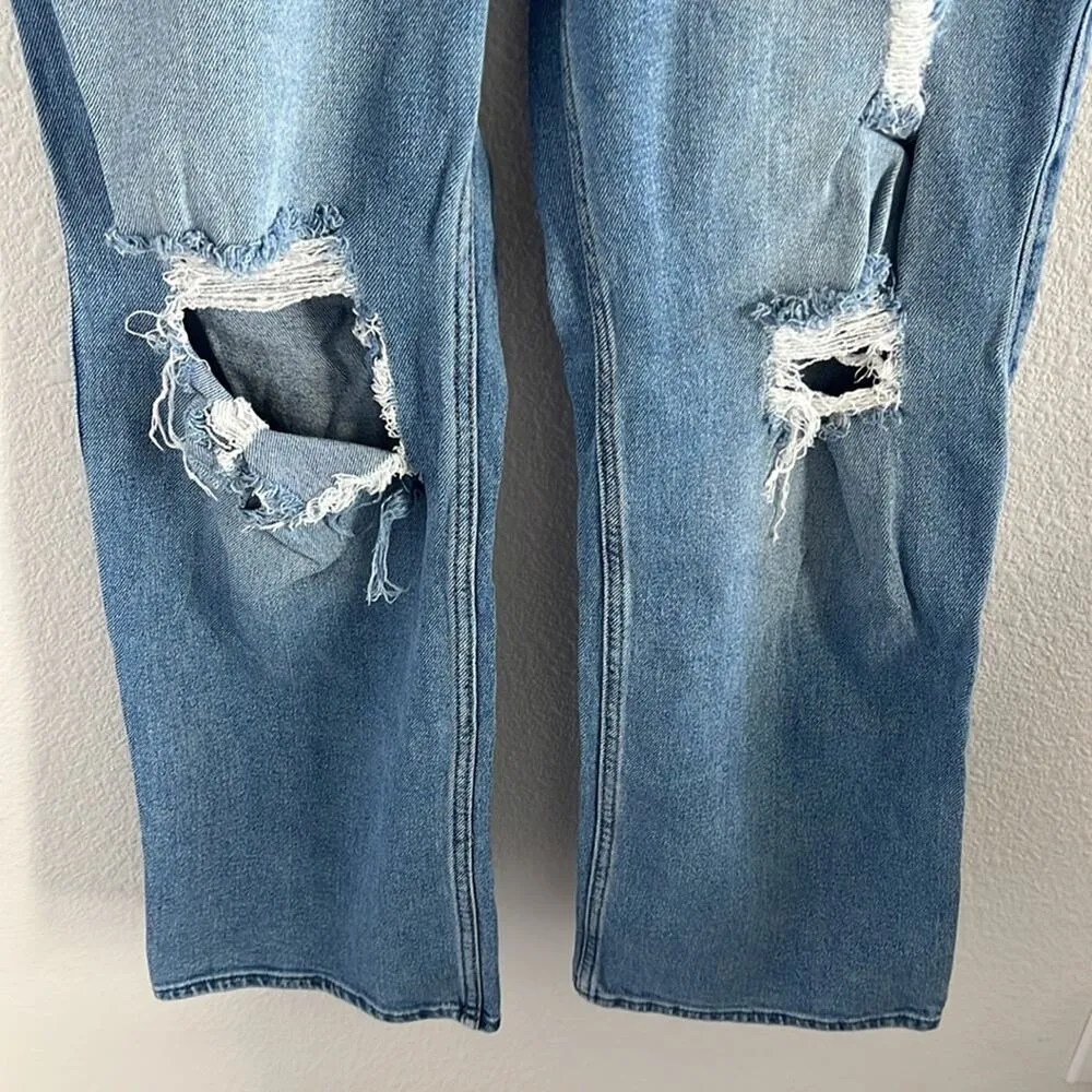Hollister Curvy High Rise Dad Jean Distressed Jeans Denim 3S W26 L29 - Image 7