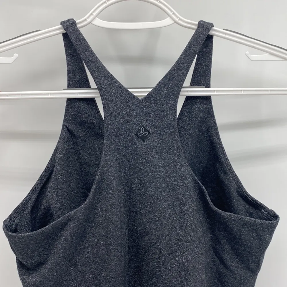 Prana grey racer back ruched front shelf bra tank Top - Image 5