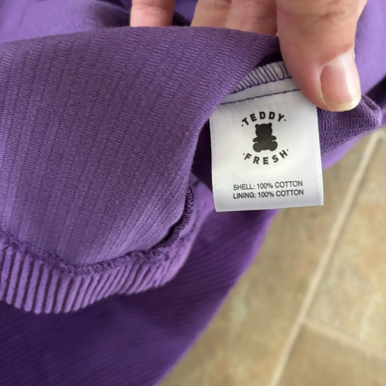 Teddy Fresh Dress Womens Size Large Purple Corduroy Long Sleeve Mini Cute Chic - Image 7