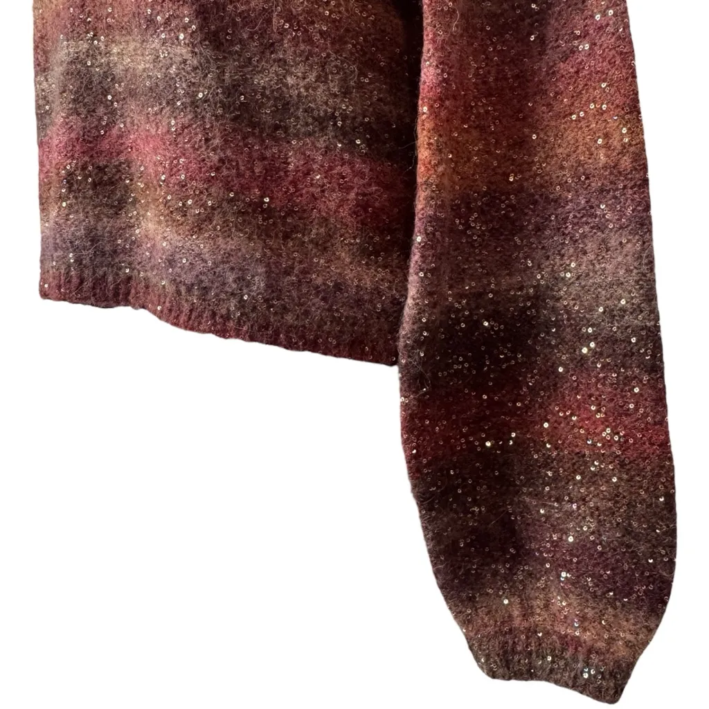 Banana Republic Ombre Sequin Cropped Cozy Sweater Holiday Cabin Wool Blend M - Image 4