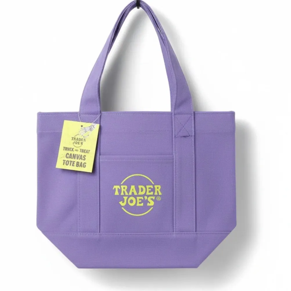 NWT Custom Made Limited Edition Trader Joe’s Mini Canvas Tote Bag Hello Kitty Purple - Image 3