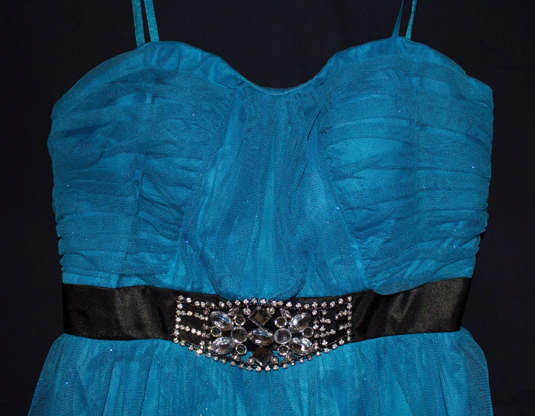 Blue Strapless Prom Dress Size 4 - Image 3