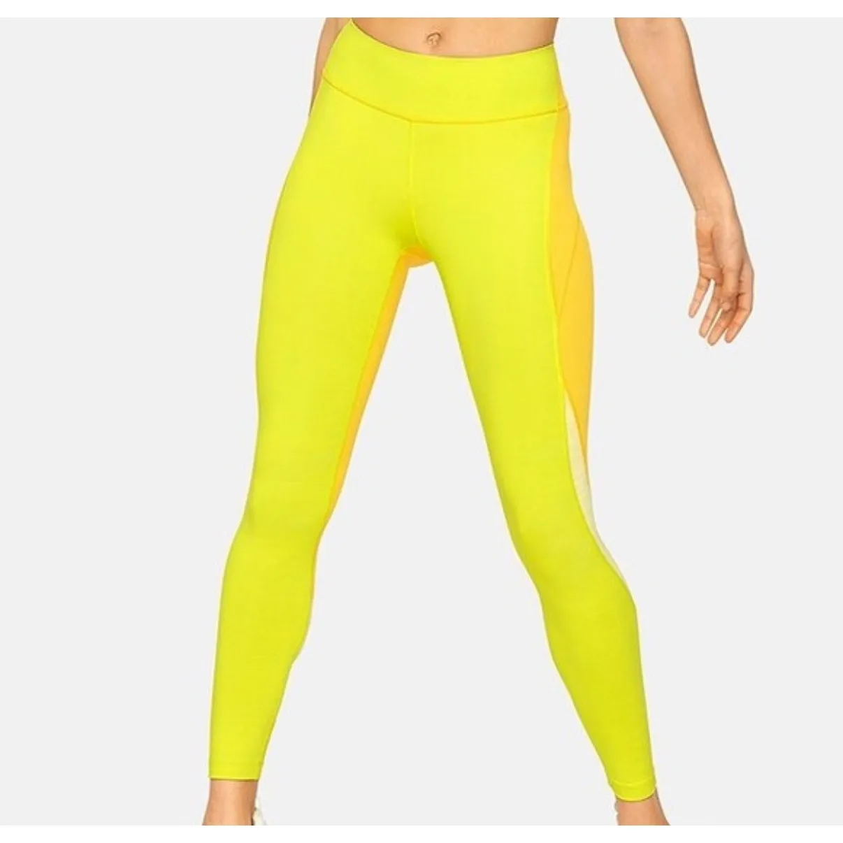 Outdoor Voices‎ Medium Techsweat 7/8 Zoom Leggings Activewear Yellow Colorblock - Image 2