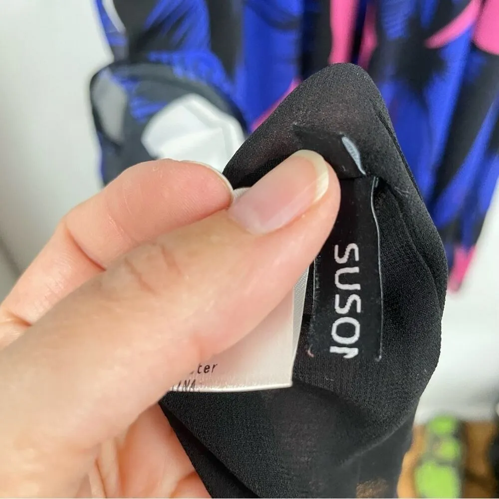 Boutique Blue & Pink Long Sleeve Peter Pan Collar Maxi Dress Womens XL Sheer - Image 13