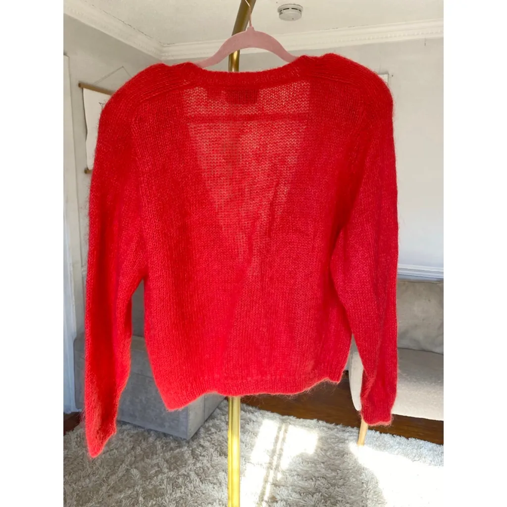 Vintage Autograph Mohair Cardigan Quiet Luxury Old Money S Red Button Up - Image 3
