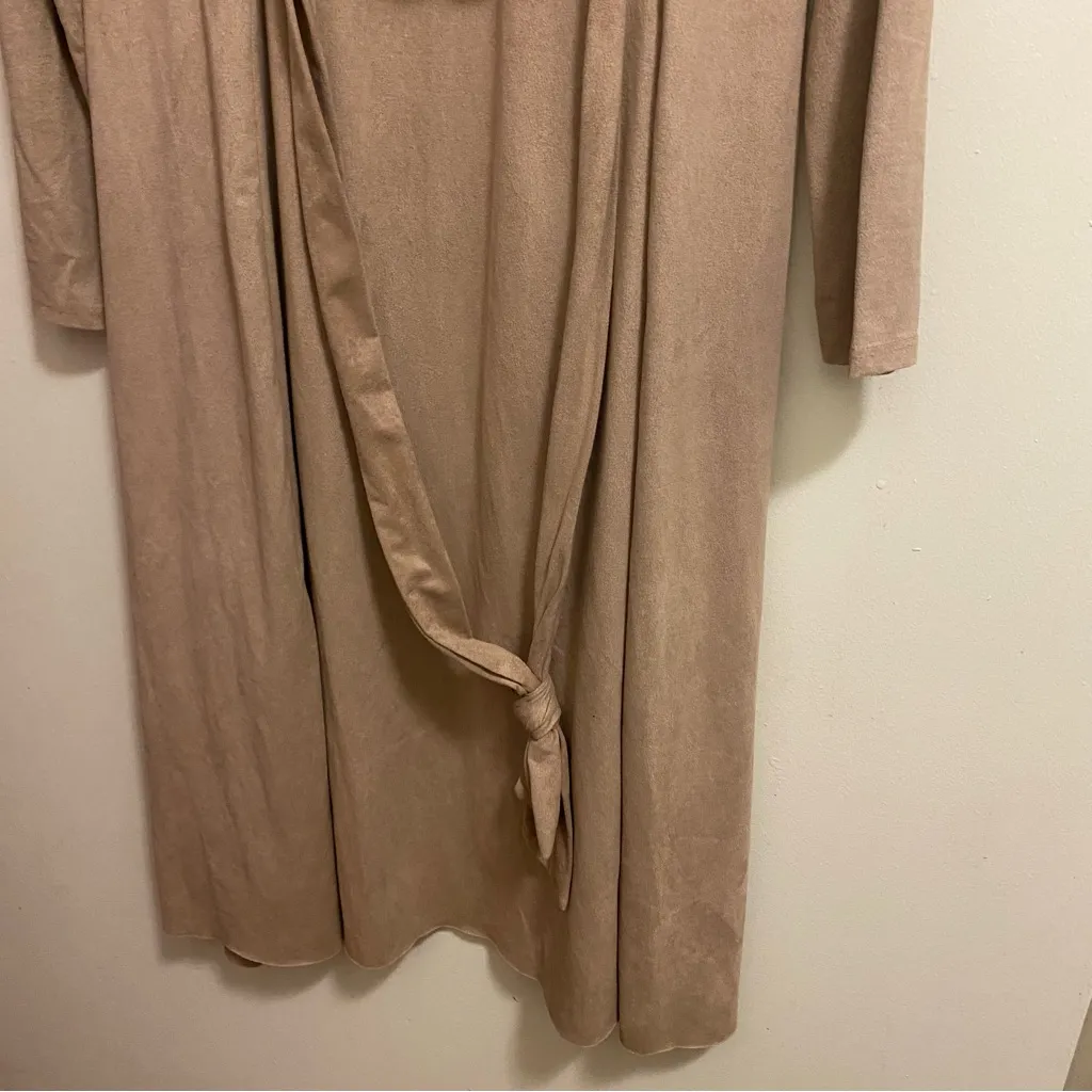 Windsor Womens Tan Beige Faux Suese Thin Long Cardigan Sweater With Belt S Small - Image 8