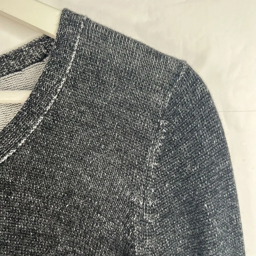 Eileen Fisher Size M Plaited Organic Cotton & Tencel Pullover Grey High Low Knit - Image 5