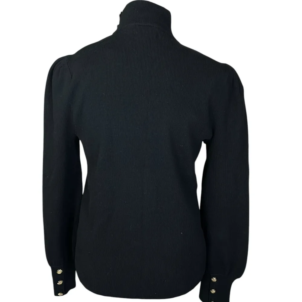 Ralph Lauren Button-Trim Mockneck Sweater Black Label Gold Button Size XXL - Image 5