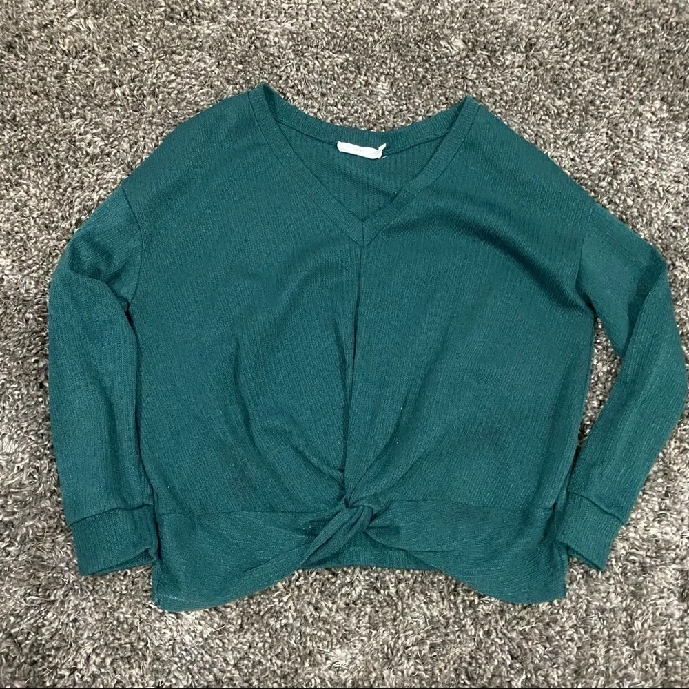 Lush Front Knotted Twist Sweater in Teal, Size L​​​​​​​​​ - Image 2