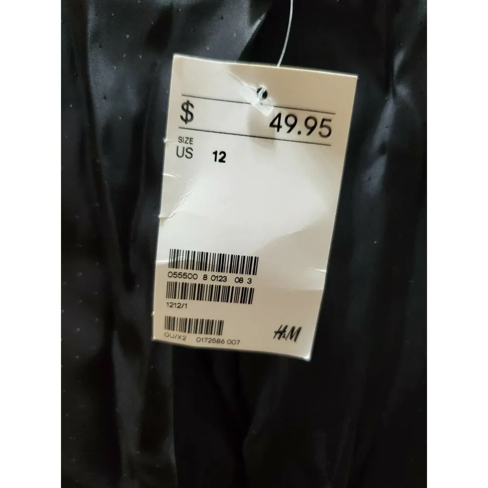 H&M Women's Solid Gray Cotton Long Sleeve Single Breasted Fitted Blazer Size 12 - Image 9