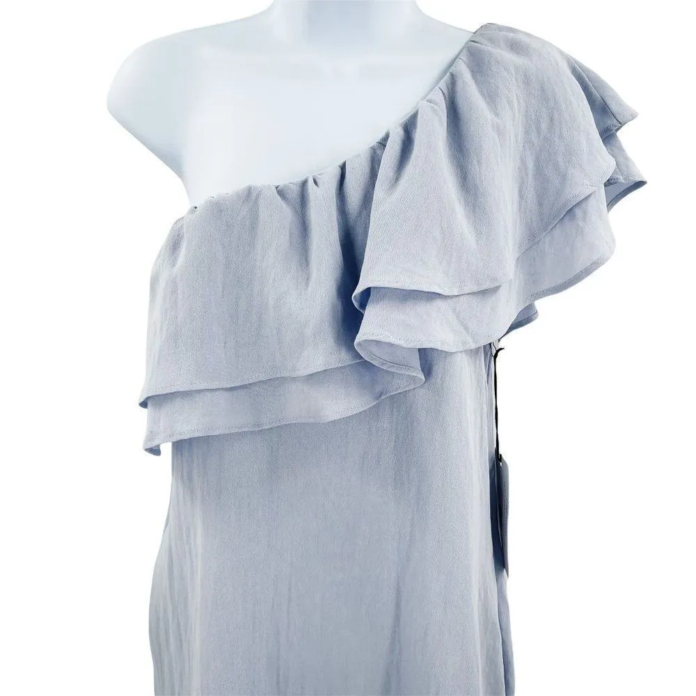 Cotton Candy LA Milano Chambray Single One Shoulder Ruffle Mini Dress CD-7894 - Image 6