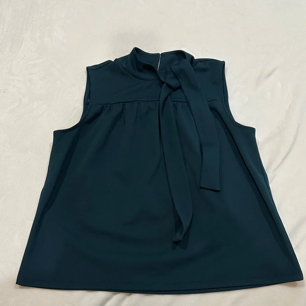 Ann Taylor Dark Teal Bow Blouse - Image 2