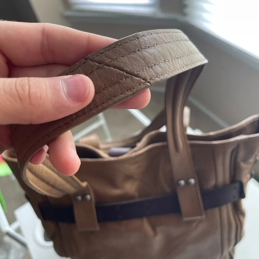 REVEL delancey belted two tone leather tote handbag purse shoulder bag $348 - Image 6