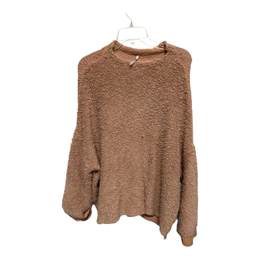 Free People Peach Nubby Textured Pullover Long Sleeve Cotton Sweater small - Image 2