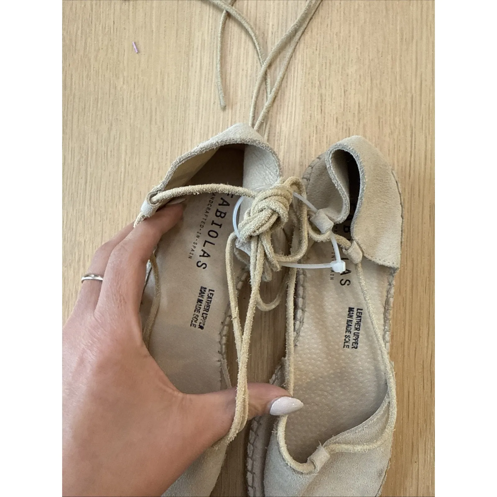 FABIOLAS Made In Spain Suede Espadrilles Ankle Wrap Tie Sandals Shoes 39/ US 9 - Image 4