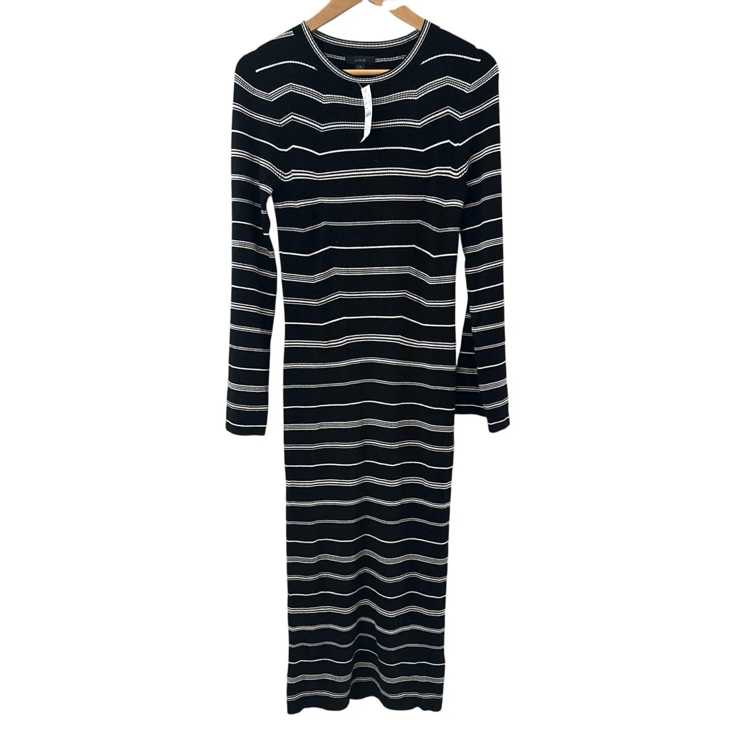 J. Crew Knit Ribbed Bodycon Sweater Midi Dress Mixed Striped Size Small‎ - Image 4