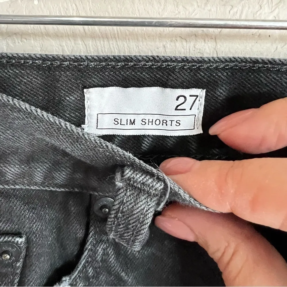 Gap 1969 Washed Black Raw Hem Slim Shorts - Image 5