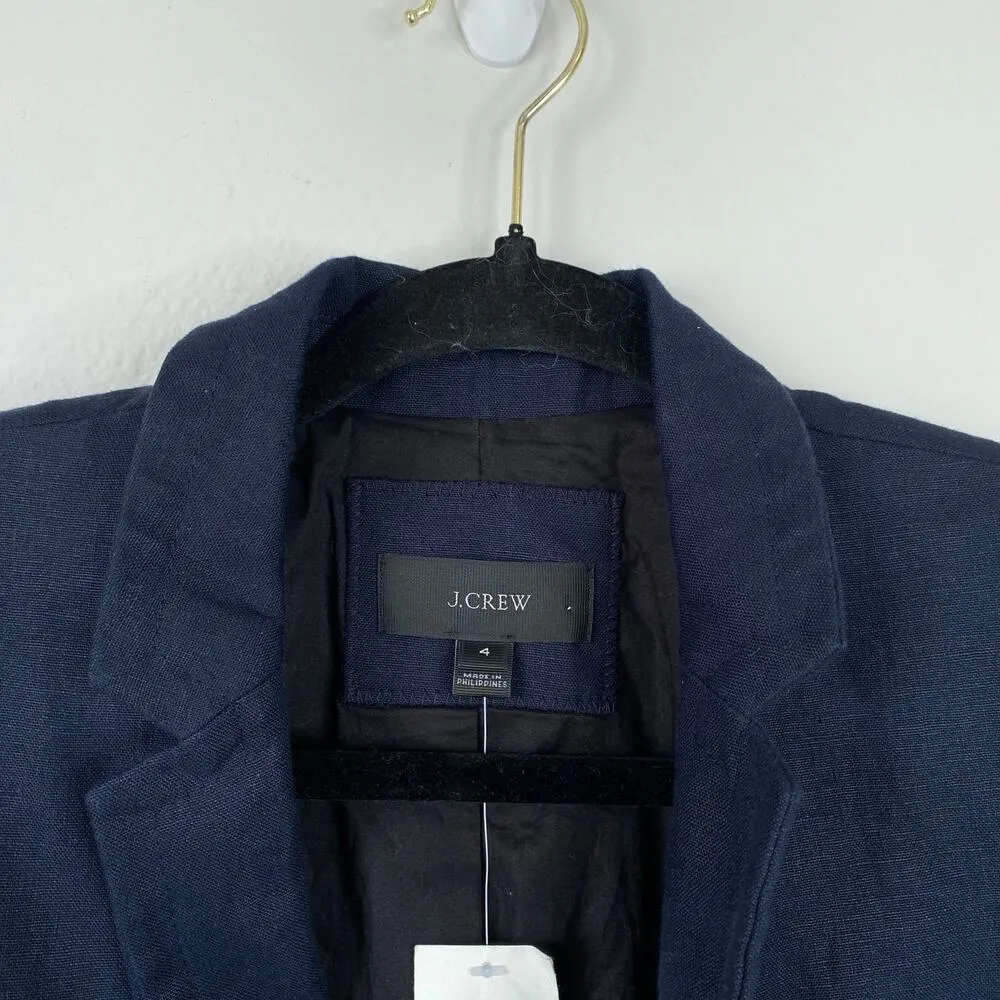 J.CREW Navy Linen Regent Blazer in 100% Linen Jacket B8430 Size 4 NWT Office - Image 4