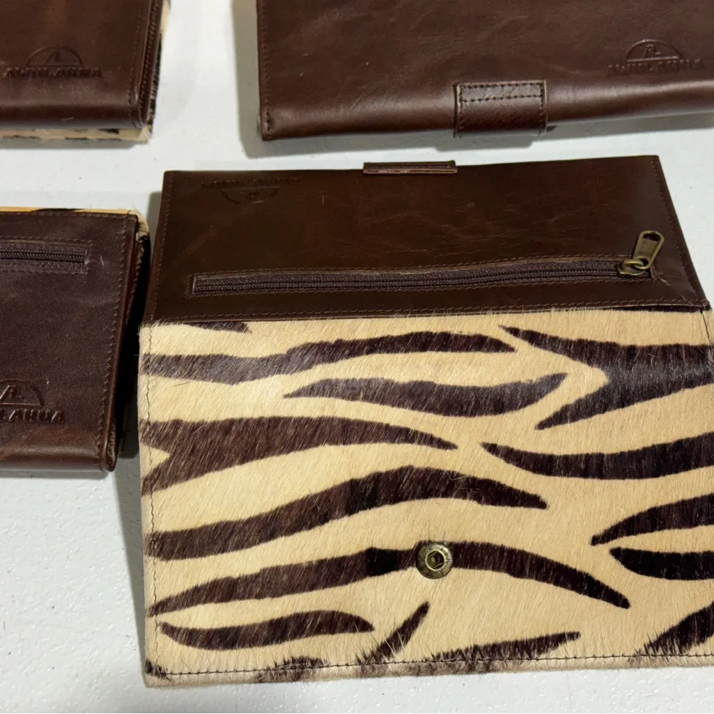 Lot Of 4 Real Handmade Animal Print Fur Leather Loop Closure Wallet/Hand Clutch - Image 4
