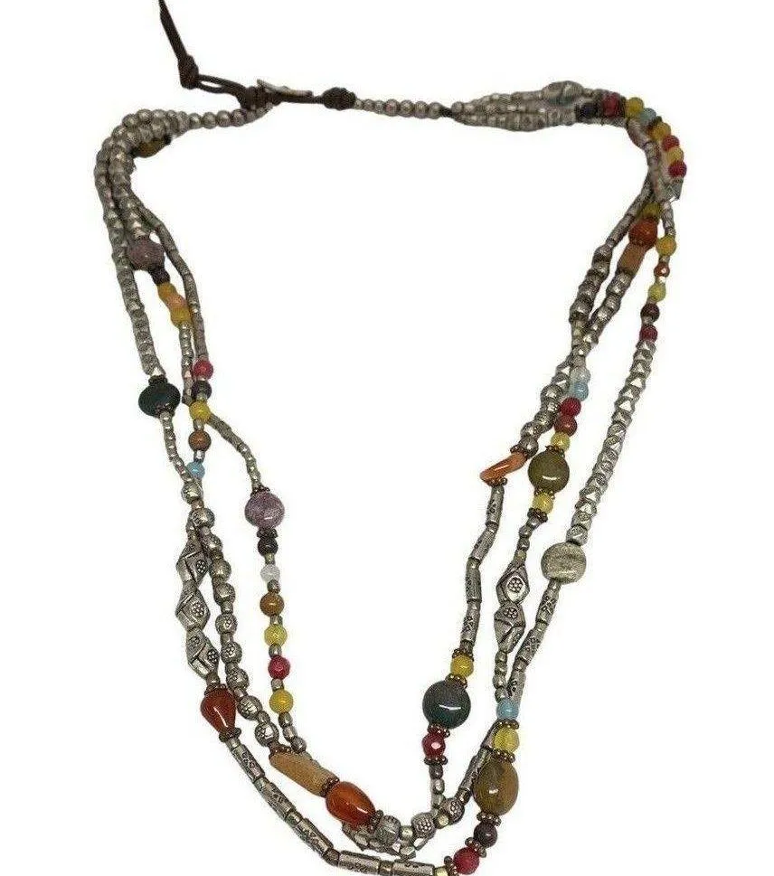 NAKAMOL Signed 3-Strand Cord Coral Gemstone Choker Necklace Approx. 20” - Image 2