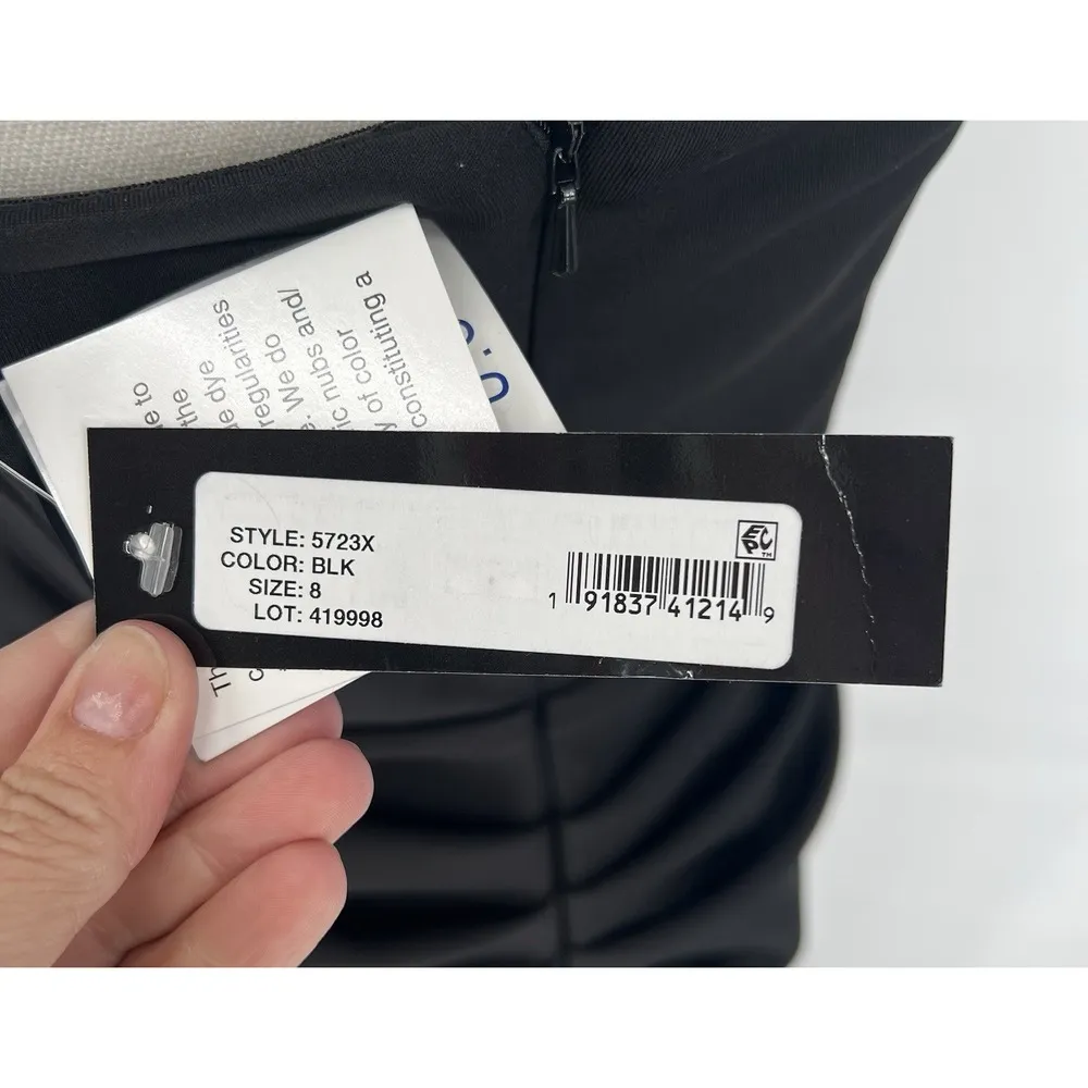 Xscape Women's Sz 8 Long Scuba Strapless Asymmetric Black Gown Dress Formal5723X - Image 13