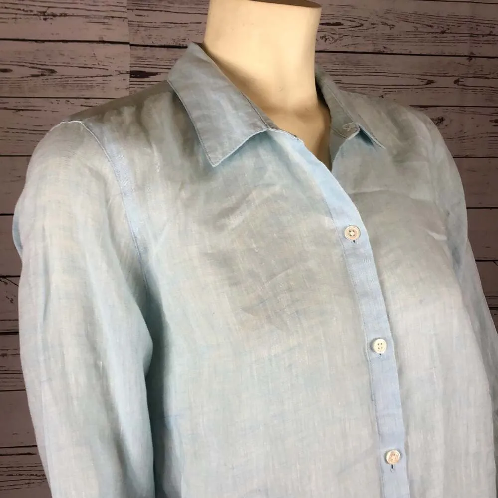 J.Jill  Linen button up tunic oversized shirt blouse size medium - Image 11