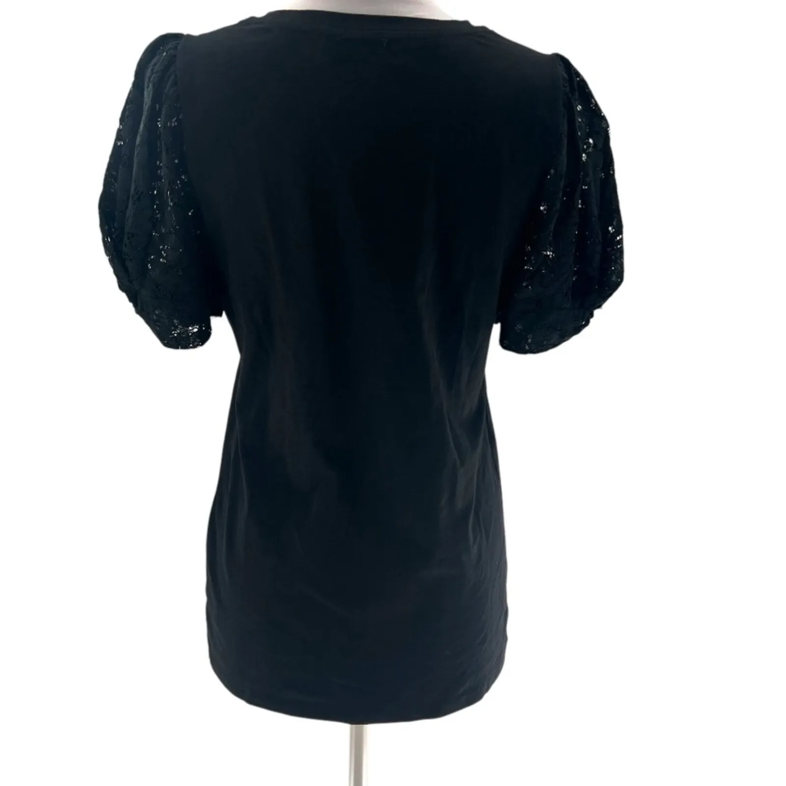 Tuckernuck pomander place black vesty lace puff sleeve top sz S - Image 3