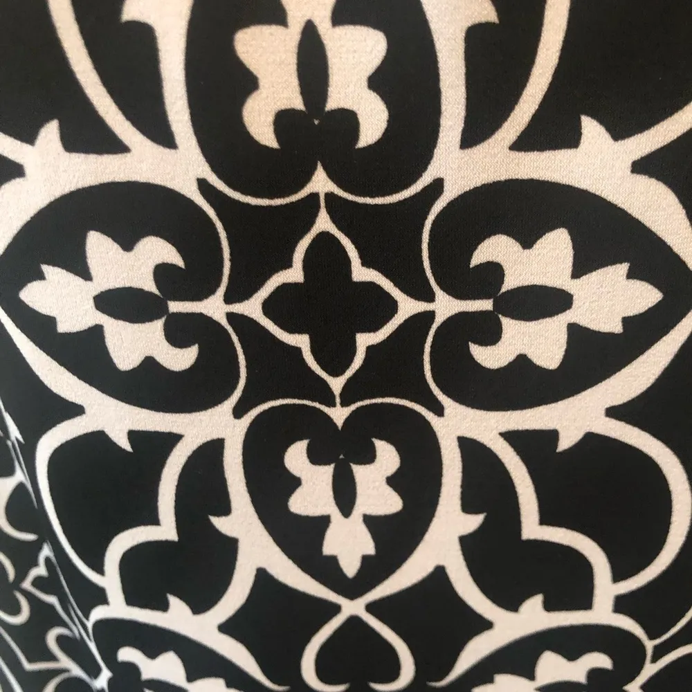 Y2K WHBM Keyhole Halter Top Maxi Dress M Black White Damask Print Slinky Summer - Image 8