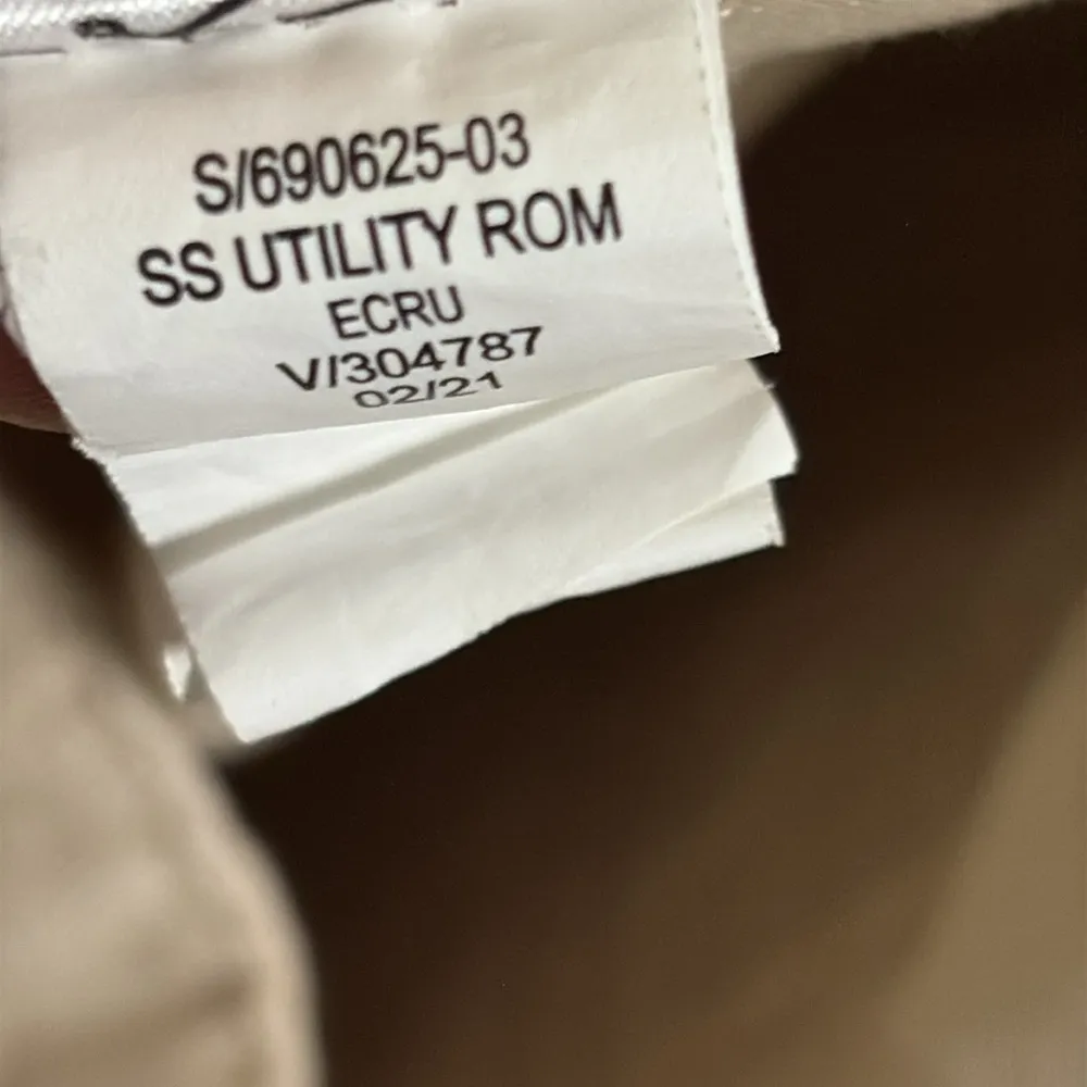 Old Navy Waist-Defined Short-Sleeve Specially-Dyed Utility Romper Cream Size M - Image 11