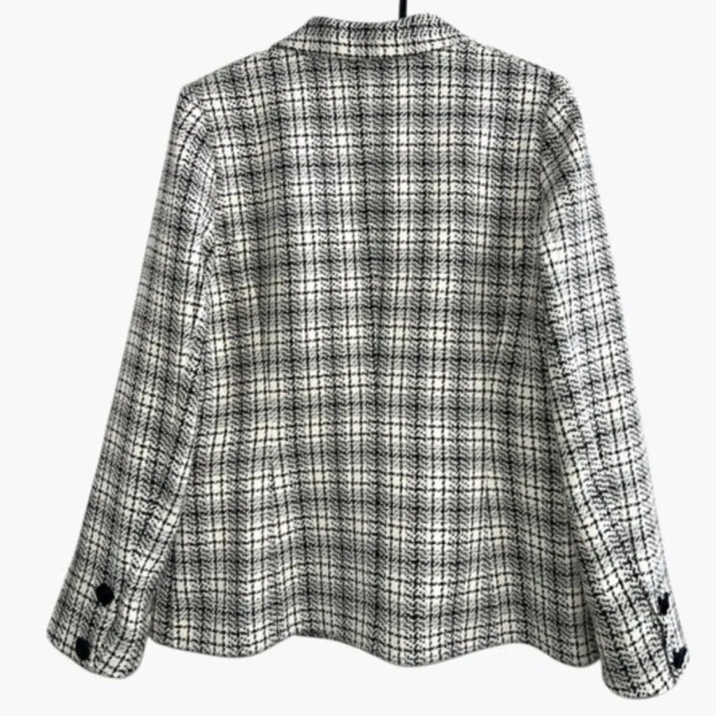 Vintage Violante Black White Check shoulder pad Double breasted blazer 40 Medium - Image 2