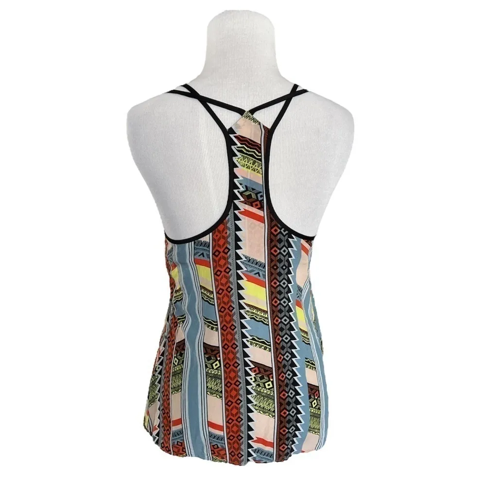 Anthropologie The Odells Silk Geometric Aztec Strappy Tank | Small - Image 3