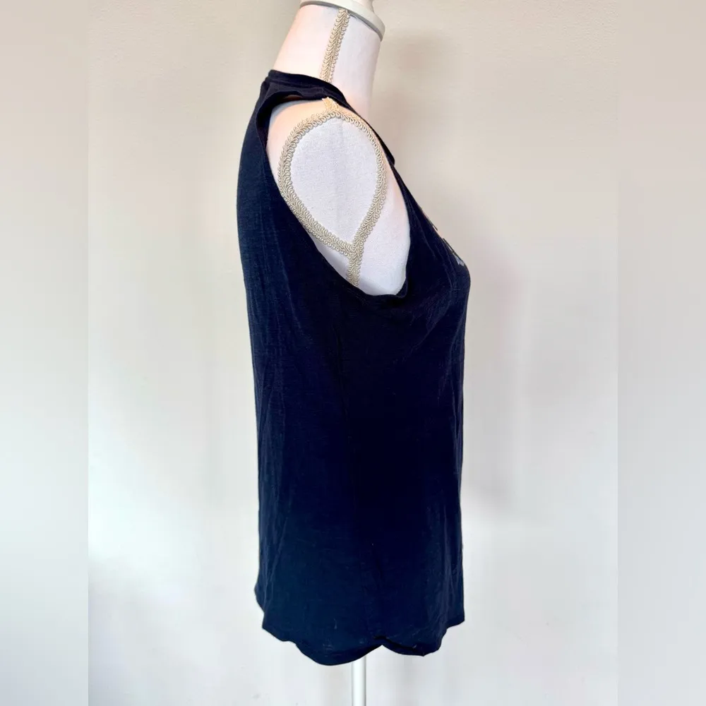 Raw Threads Floral “Brave” Tank | Small | Relaxed fit | EUC | Bamboo Performance Blue - Image 4