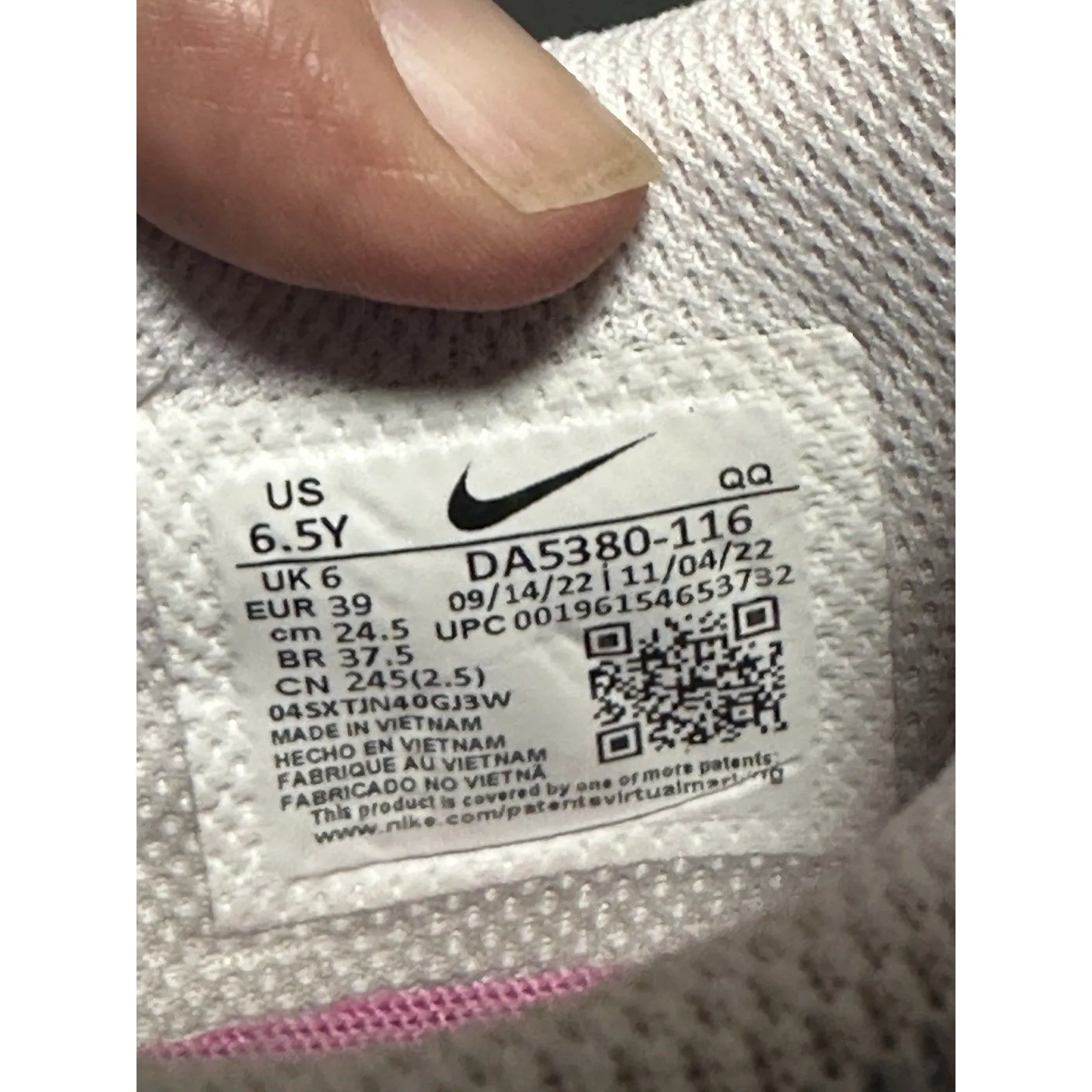 Nike Court Legacy White Pink Leather Sneakers 6.5Y - Image 7