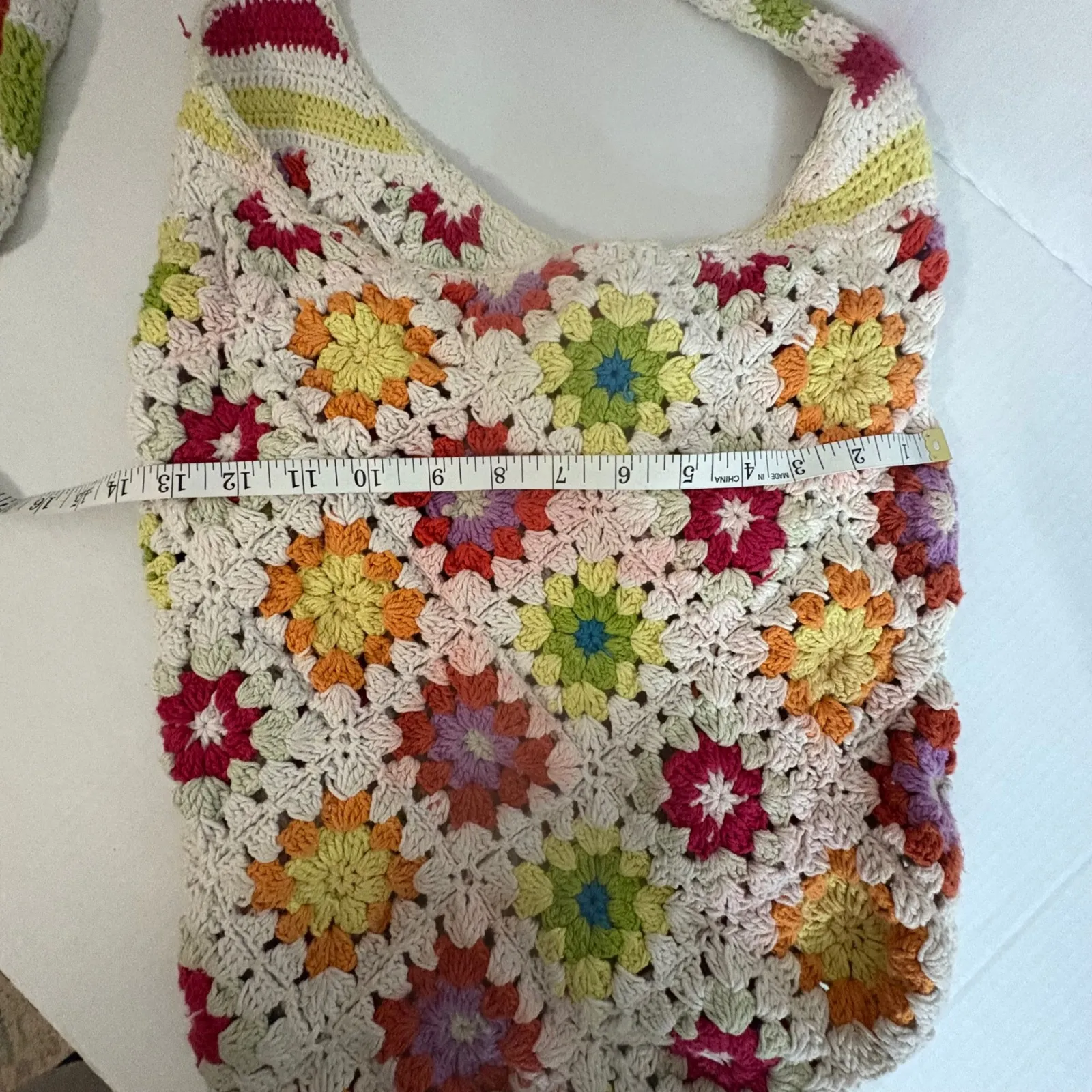 Crochet‎ Granny Square Tote Bag Shoulder Bag Colorful Handmade Hippie Boho - Image 3