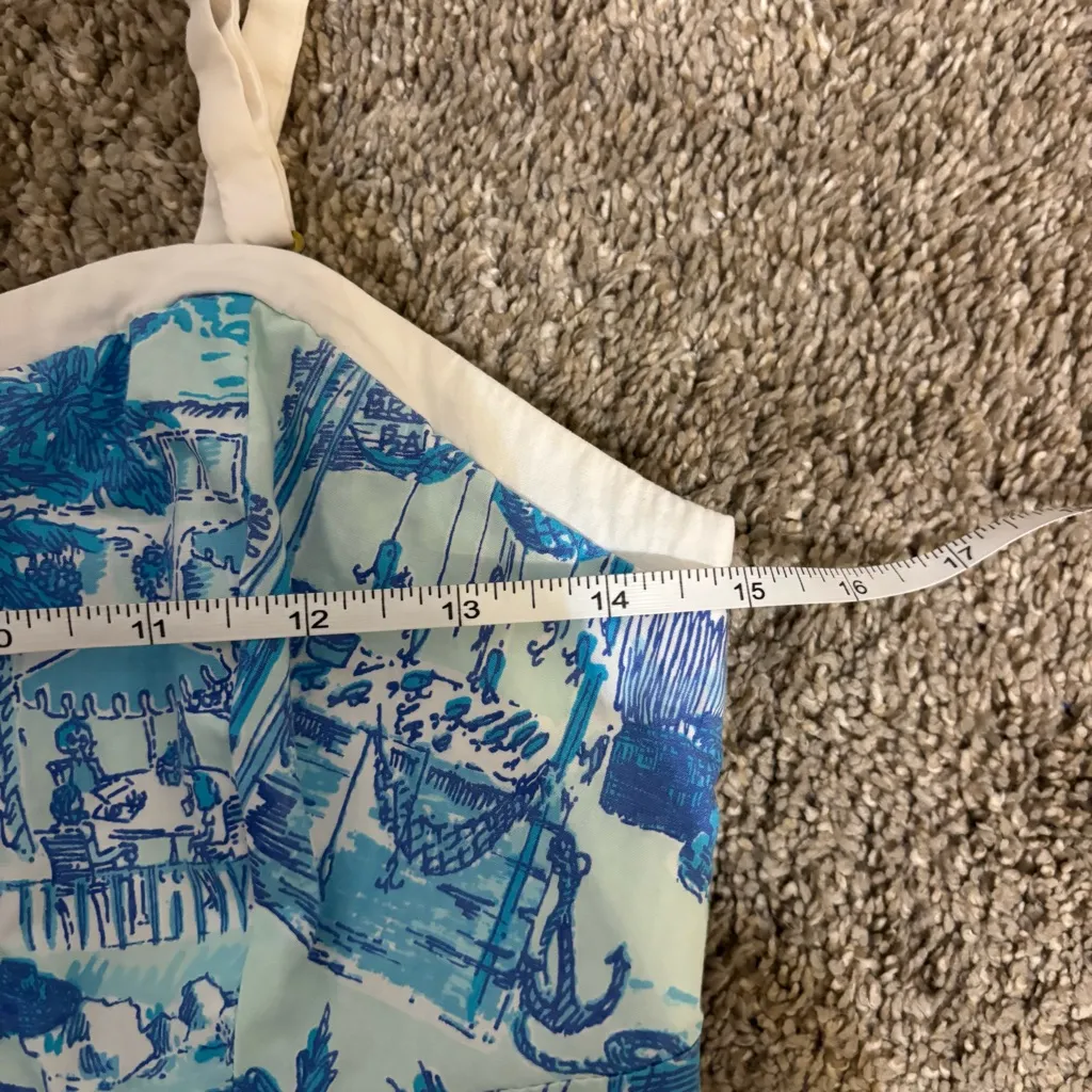 Lilly Pulitzer Marianne Top Poplin Print Aquamarine Catch Of The Day Toile US 2 - Image 4
