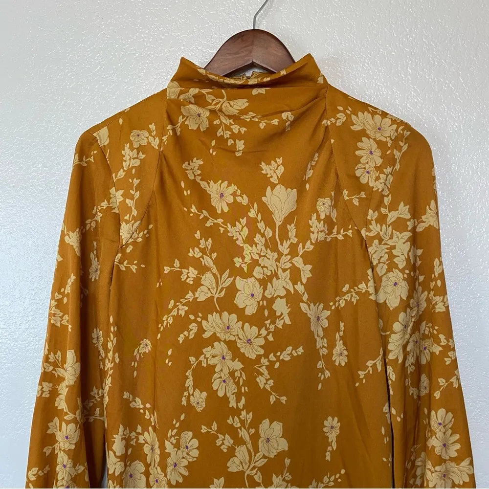 Free People Aries Long Sleeve Floral Printed Mini Dress Golden Combo Small NWT - Image 6
