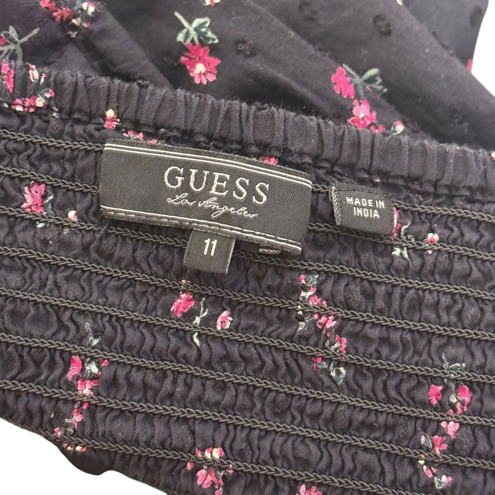 GUESS Black Floral Mini Halter Dress Size 11 Sweetheart Neckline Whimsigoth Pink - Image 3