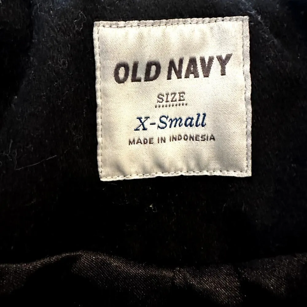 Old Navy Wool Peacoat Jacket Quarter Button Front Hand Pockets Black XSmall - Image 2